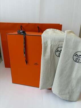Hermès Extra Large XL Box Shopping Bag 2 Dust Bags Ribbon Packaging Set 23”